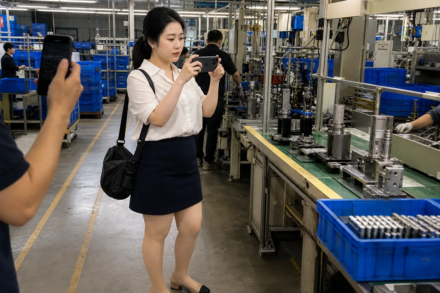 自媒体拍摄人员用手机记录垫圈加工产品的防护、装箱方式和易损部位