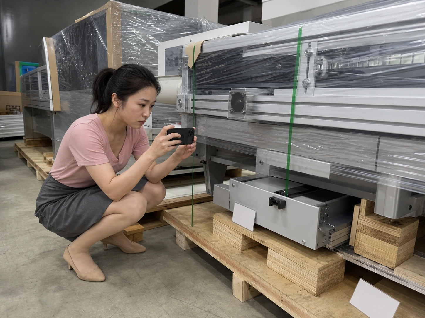 精密输送机装车前的包装、支撑和接口交接记录现场