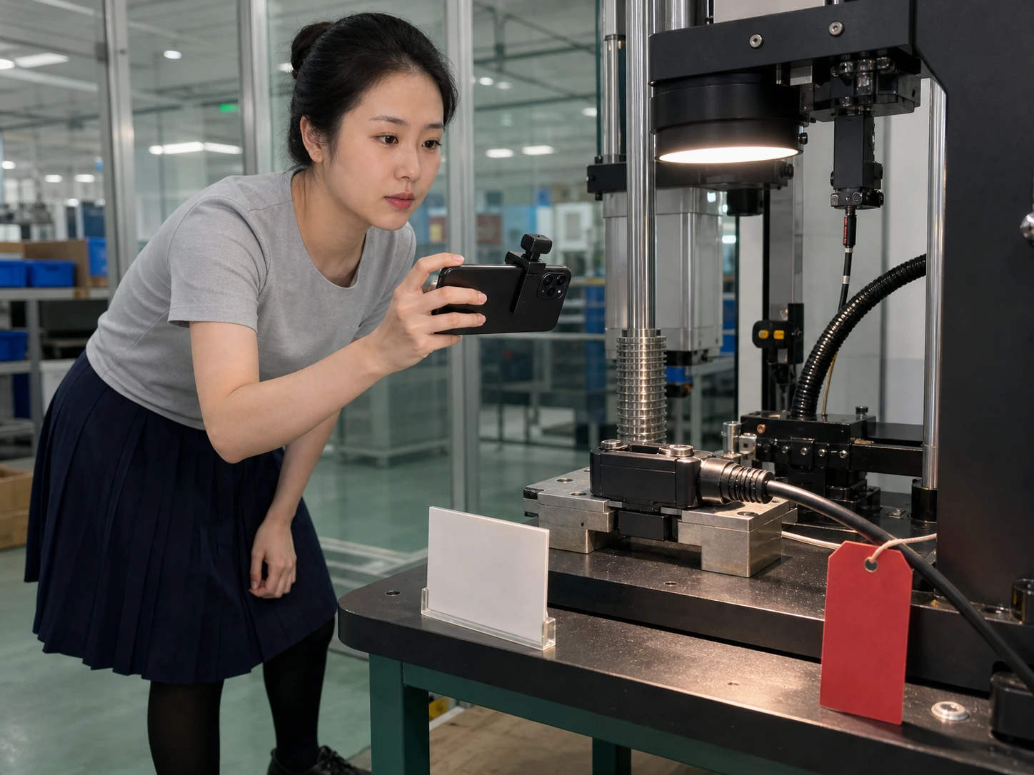 精密传感器测试工位、连接器和异常暂停交付记录现场