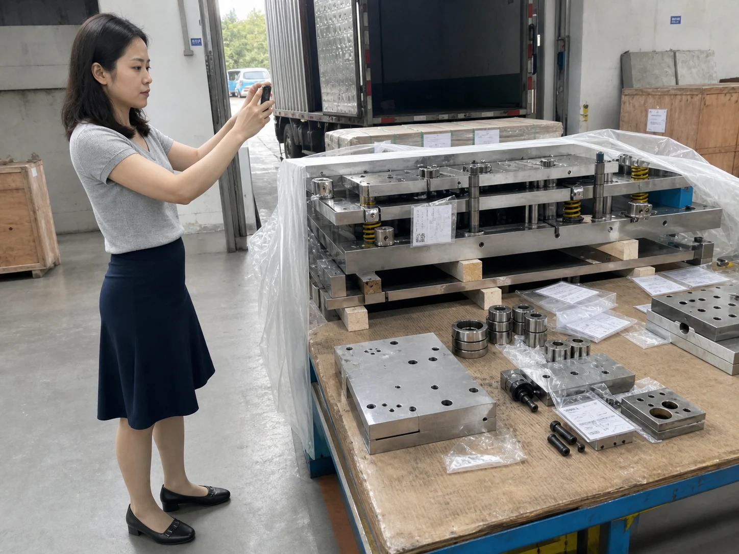 精密五金模具交付区的模具、夹具和配套接口核对