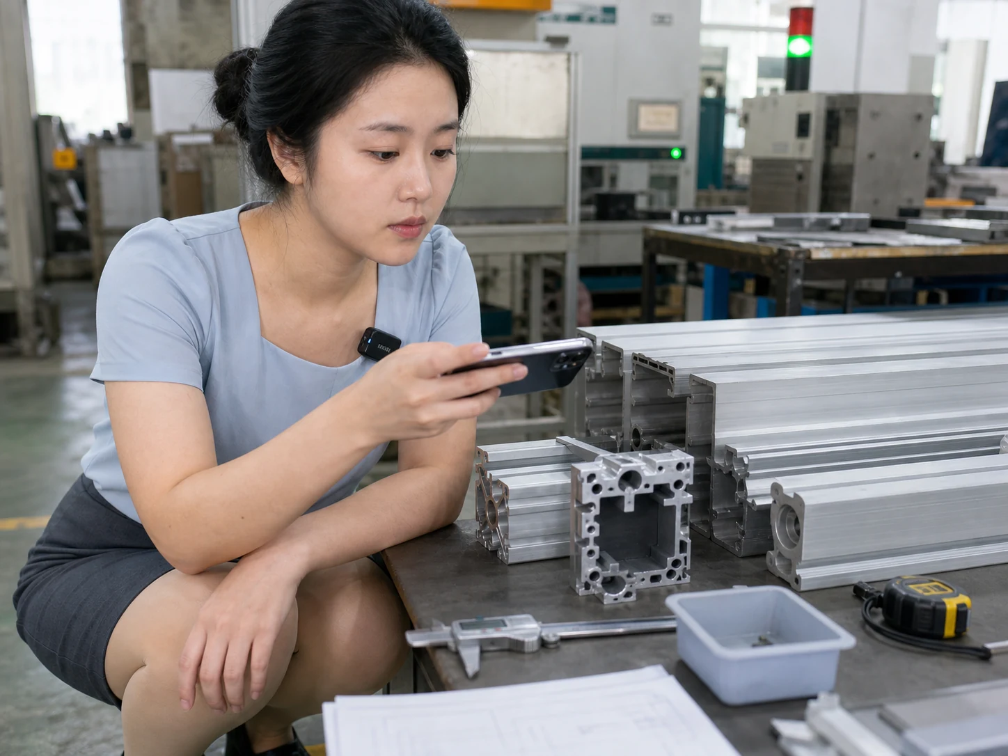 精密铝型材成本复核中的截面样件、量具和现场记录