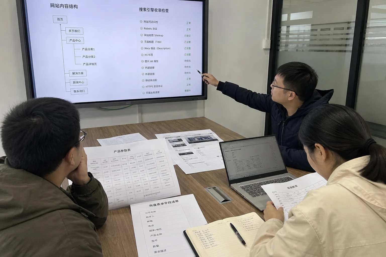 企业网站团队核对询盘表单字段和搜索收录清单
